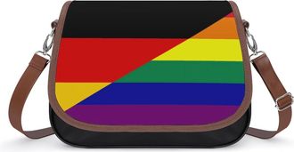 Generic Germany Gay Flag Crossbody Bag Womens Handbag PU Message Bags Shoulder Purse with Adjustable Strap