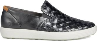 Ecco Womens Soft 7 Woven Slip On Sneaker In Silver Heavy