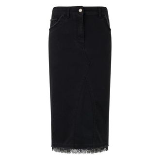 Alberta Ferretti Rokken, Dames, Zwart, L, Denim, Fitted Denim Midi Rok