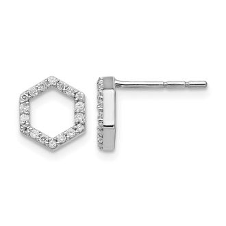 Diamond2Deal 1/5 ct Lab Grown Diamond Hexagon Stud Earrings 14k Gold VS Clarity, D-E Color