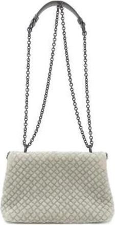 Bottega Veneta Pre-owned Velvet Ayers Snake Shoulder Bag - Dames - Vintage Schoudertas - Grijs - ONE Size - Leer - Vintage