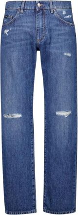 Dolce & Gabbana Blauwe Klassieke Katoenen Jeans met Label - Heren - Regular Fit Jeans - Blauw - S - Katoen - Jeans