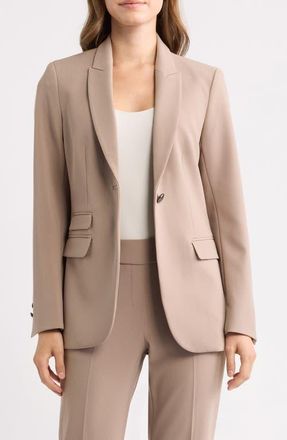 Anne Klein Triple Pocket One-Button Blazer in Natural Clay at Nordstrom, Size 12