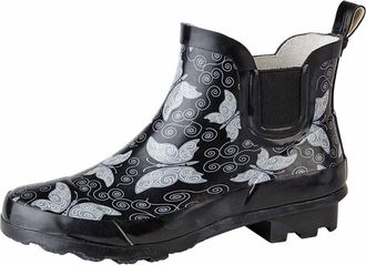StormWells Marlow Butterfly Printed Ankle Welly 3 Black