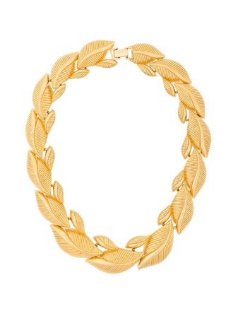Monet Jewelry 1980s Vintage Monet Statement Leaf Necklace - Oro