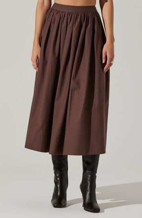 ASTR the Label Diandra Cotton Blend Midi Skirt in Mushroom at Nordstrom, Size Large