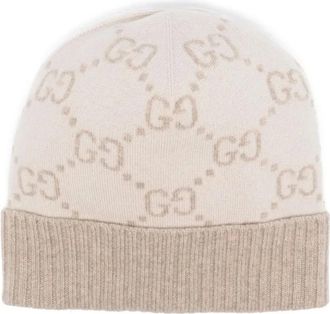 Gucci Beanies, unisex, Beige, Size: S Nuancie G Monogram Cashmere Beanie
