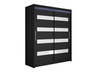 Mirjan24 Mobilier1 - Armario Closico 113, Negro, 200x150x58cm, Puertas De Armario: Correderas, N&uacute;mero De Estantes: 0, Led