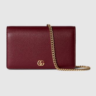 Gucci GG Marmont Wallet On Chain, Bordeaux, Leather