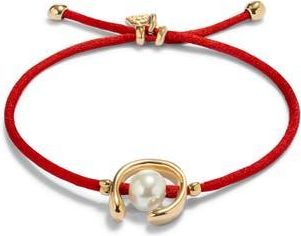 UNOde50 18K Gold-Plated Red Thread Bracelet with Shell Pearl accessory at Nordstrom, Size Medium