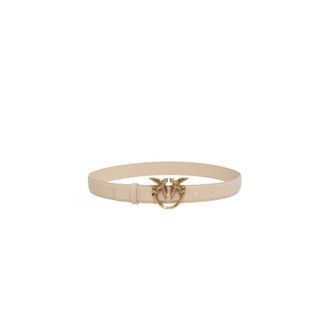 Pinko Love Birds Diamond Cut Riem - Dames - Riemen - Beige - L - Leer - Accessoires