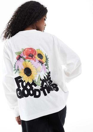 Dr. Denim oversized long sleeve t-shirt with back graphic print in off white flower times