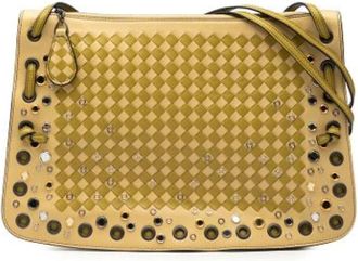 Bottega Veneta Pre-owned Cross Body Bags, female, Brown, Size: ONE SIZE Pre-owned Woven Leather Crossbody Bag