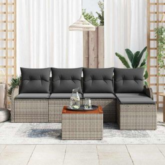 vidaXL Conjunto De Sof&aacute; De Jard&iacute;n 6 Pcs Gris Polirat&aacute;n Vidaxl