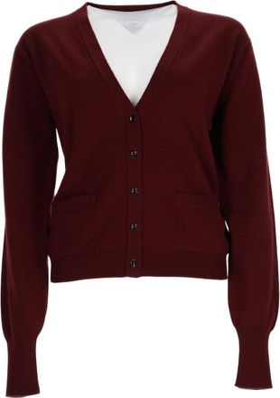 Maison Margiela Bordeaux Virgin Wool V-Neck Cardigan