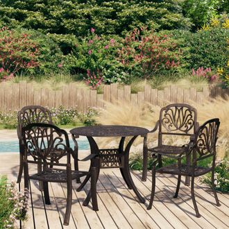 vidaXL Mesa Y Sillas De Bistr&oacute; 5 Piezas Aluminio Fundido Color Bronce Vidaxl