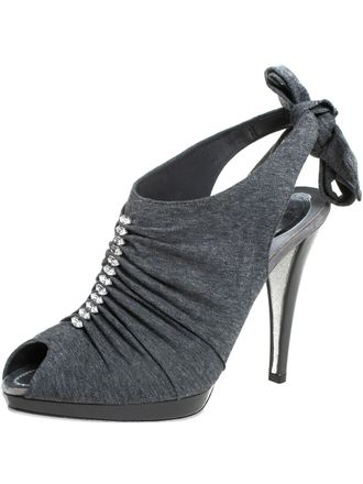 Rene Caovilla Pre-owned 115 mm sandalen verfraaid met kristallen en ruches - Grijs