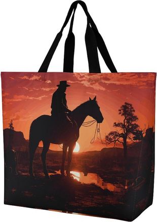 Generic Cowboy West Tote Bag Durable Handbag Large Capacity Handbags For Camping Travel Work