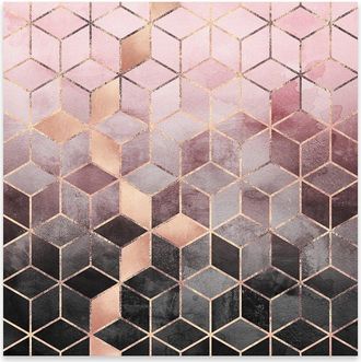 iCanvas Icanvas Pink & Grey Cubes Print On Acrylic Glass By Elisabeth Fredriksson