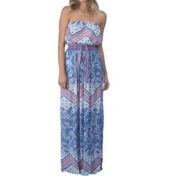 Green Dragon Scarf Bandeau Maxi Dress In Paisley