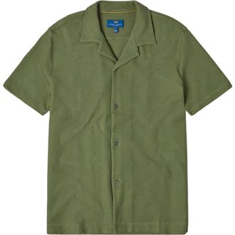 Robert Talbott Williams Waffle Knit Camp Shirt in Olive at Nordstrom, Size X-Large
