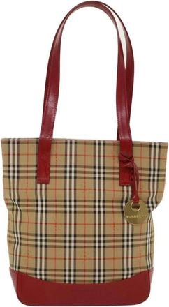 Burberry Pre-owned Tote Bags, female, Beige, Size: ONE SIZE Pre-owned Vintage Haymarket Check Tote Bag