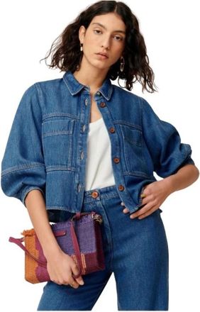 Sessun Korte Lyocell Workwear Overhemdjurk - Dames - Spijkerjassen - Blauw - XS - Jassen