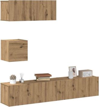 vidaXL Vidaxl - Mueble Para Tv De Pared Madera Contrachapada Artesanal 4 Piezas