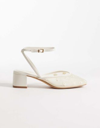 Aldo Aldo - Eliaa - Scarpe con tacco largo e cinturino alla caviglia in pizzo bianco