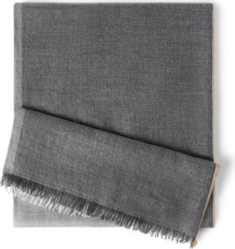 Brunello Cucinelli Cashmere and silk color block scarf in Lead at Nordstrom