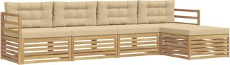 vidaXL Conjunto De Sof&aacute;s De Exterior 5 Uds. Y Beige Poli&eacute;ster Vidaxl