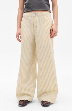 BDG Stripe Cotton Straight Leg Pants in Yellow at Nordstrom, Size X-Large