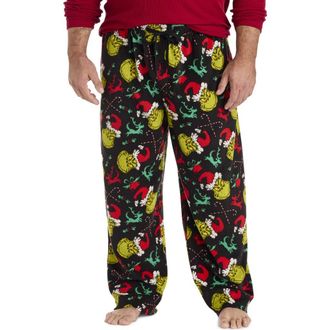 Mitchell & Ness Big & Tall MJC Fleece Grinch Printed Lounge Pants in Black at Nordstrom, Size 2Xlt