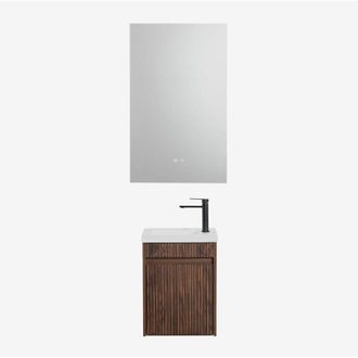 Sklum Conjunto De Mueble De Ba&ntilde;o Suspendido En Madera Con Lavabo Integrado Narek Sklum