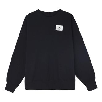 Nike Jordan (WMNS) Air Jordan Logo Knit Round Neck Sports Hoodie Black DM5190-010