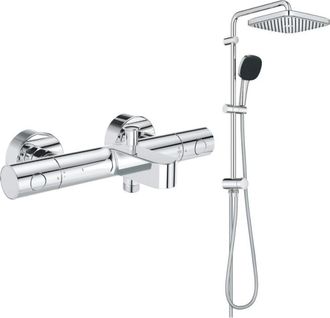 GROHE Pack Mezclador Termost&aacute;tico Ba&ntilde;o/ducha Grohe Quickfix Precision Get + Columna De Ducha Grohe Vitalio Comfort 250 Con Desviador, Acabado Cromado