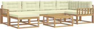 vidaXL Conjunto De Sof&aacute;s De Exterior 7 Uds. Blanco Y Crema Vidaxl