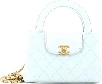 Chanel Kelly Top Handle Shopping Bag Quilted Shiny Aged Calfskin Mini satchel - Blauw