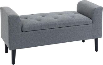 HOMCOM Homcom - Banco Pie De Cama Acolchado Con Almacenaje Banqueta Multifuncional Con Brazos Tapa Abatible Y Patas De Madera Para Dormitorio Sal&oacute;n 116x44x58