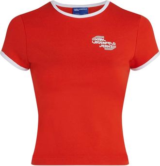 Karl Lagerfeld logo-print T-shirt - women - Polyamide/Viscose - S - Red