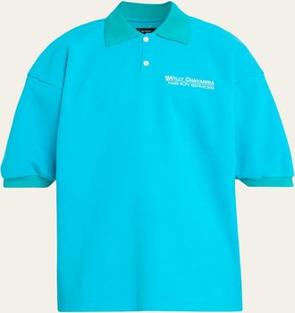 Willy Chavarria Mens Football Structured Cotton Polo Shirt