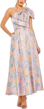Mac Duggal One Shoulder Embroidered Floral A Line Dress