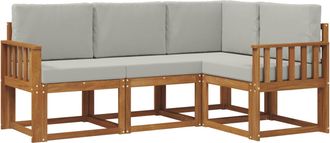 vidaXL Conjunto De Sof&aacute;s De Exterior 4 Uds. Gris Natural Y Claro Vidaxl
