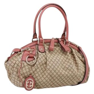 Gucci Pre-owned Vintage Canvas Hand Bag - Dames - Vintage Handtas - Beige - ONE Size - Leer - Vintage