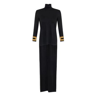 Elisabetta Franchi Top van glanzende jerseystof - Dames - Jurken - Zwart - Maat: M Jersey