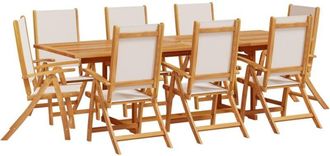 vidaXL 9 Piece Garden Dining Set Solid Wood Acacia and Textilene vidaXL