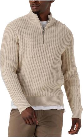 Selected Slhtom LS Knit Structure Half Zip - Heren - Coltruien - Beige - XL - Truien & Vesten