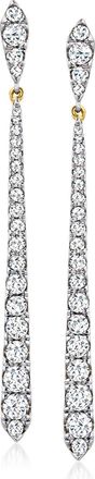 Ross-Simons Diamond Graduated Linear Drop Earrings in 14kt Yellow Gold
