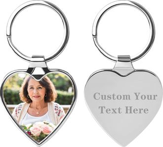 Generic Mothers Day Gifts Double Sided Custom Heart Keyrings with Picture Personalised Engraving Text Photo Keychain Gifts for Mom From Daughter Son heart One