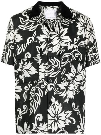 sacai floral-print cotton shirt - Black